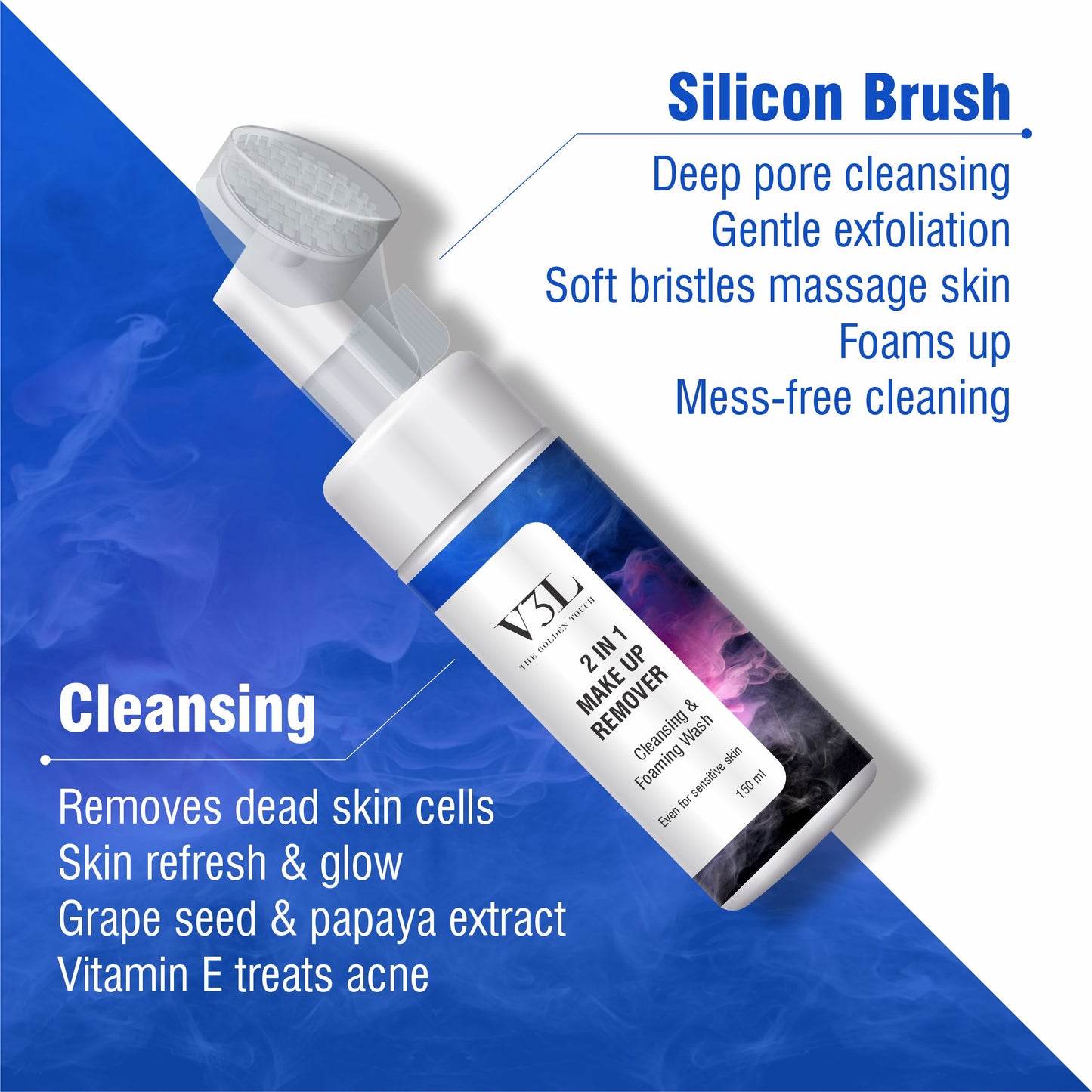 2-in-1 Make-up Remover Cleansing and Foaming face wash- pack of 2 (150 ml each)