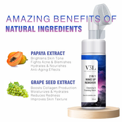 2-in-1 Make-up Remover Cleansing and Foaming face wash- pack of 2 (150 ml each)