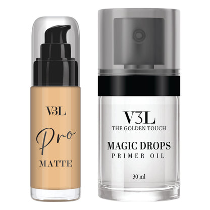 Flawless Finish combo- Pro Matte Foundation (pick your shade) & Magic Drops Primer oil