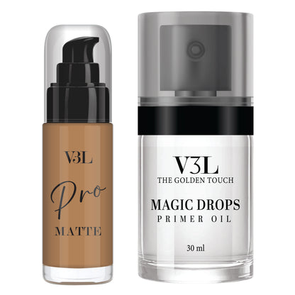 Flawless Finish combo- Pro Matte Foundation (pick your shade) & Magic Drops Primer oil