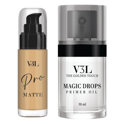 Flawless Finish combo- Pro Matte Foundation (pick your shade) & Magic Drops Primer oil