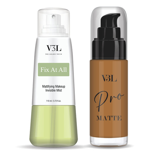 Flawless Finish Combo- Pro matte Foundation (pic your shade) & Fix at all