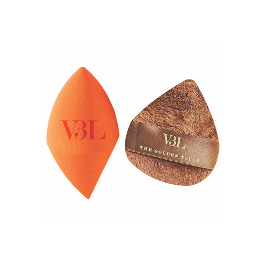 Perfect Powder Duo- Spotless Puff chocolate & Miracle Orange Beauty blender